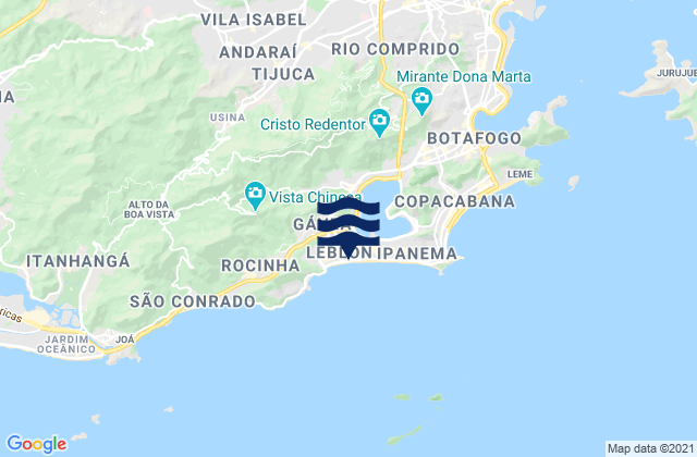 Praia do Leblon, Brazil tide times map