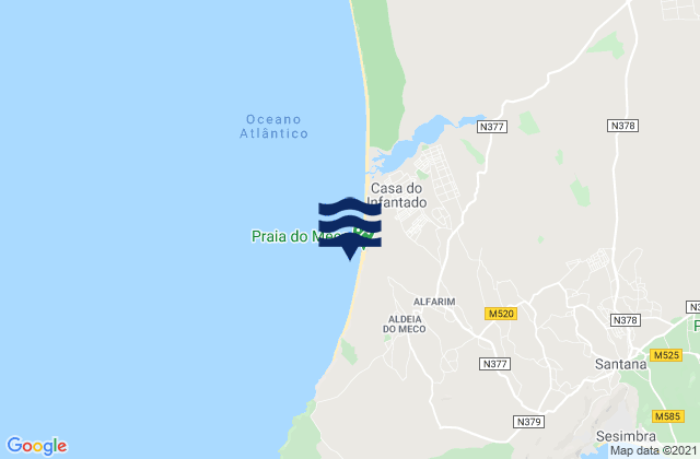 Praia do Meco, Portugal tide times map