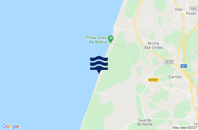 Praia do Osso da Baleia, Portugal tide times map