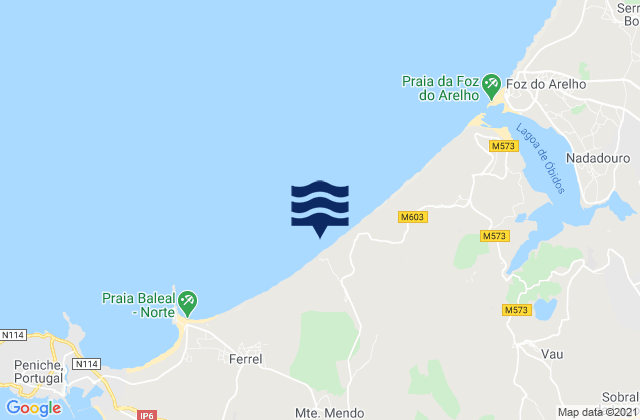 Praia do Pico da Antena, Portugal tide times map
