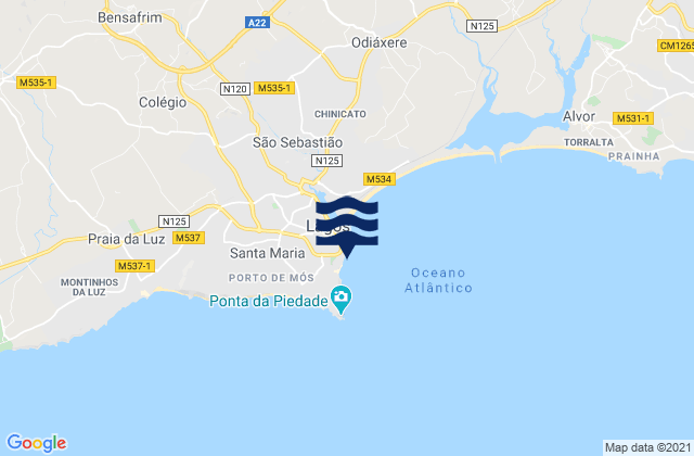 Praia do Pinhao, Portugal tide times map