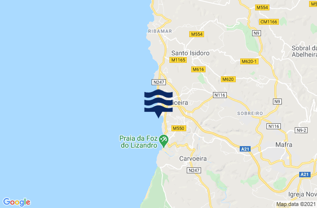 Praia do Sul, Portugal tide times map