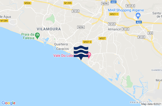 Praia do Trafal, Portugal tide times map