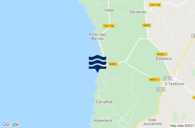 Praia dos Alteirinhos, Portugal tide times map