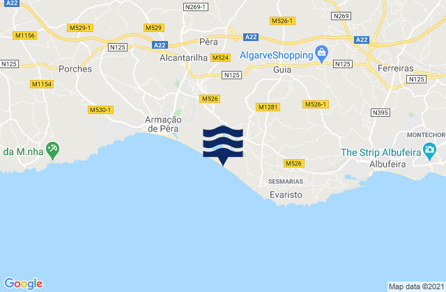Praia dos Salgados, Portugal tide times map