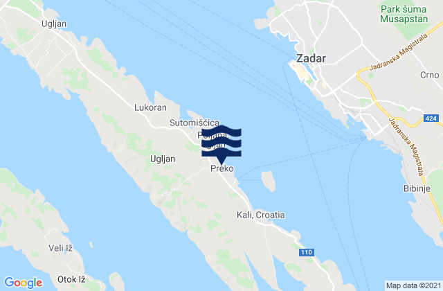 Preko, Croatia tide times map