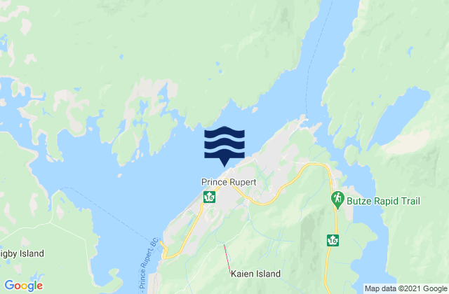 Prince Rupert, Canada tide times map