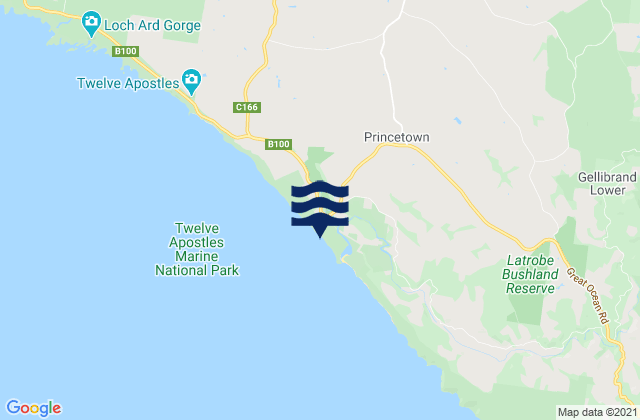 Princetown, Australia tide times map