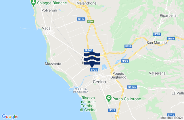 Province of Pisa, Italy tide times map