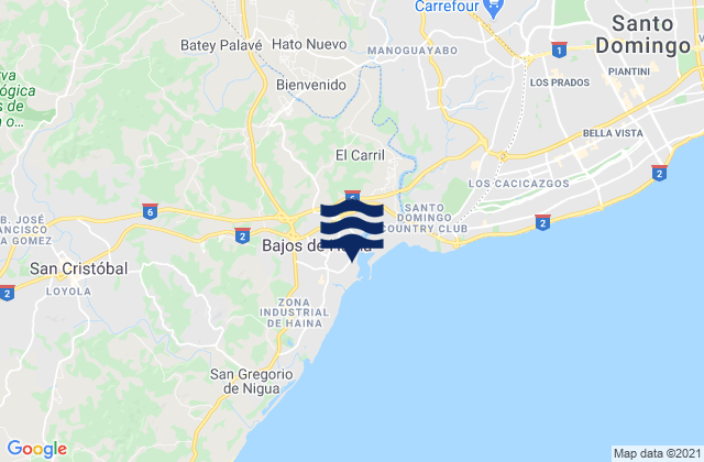 Provincia de San Cristobal, Dominican Republic tide times map