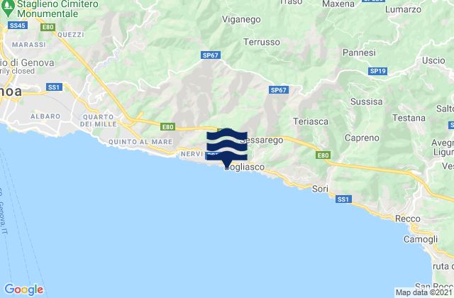 Provincia di Genova, Italy tide times map