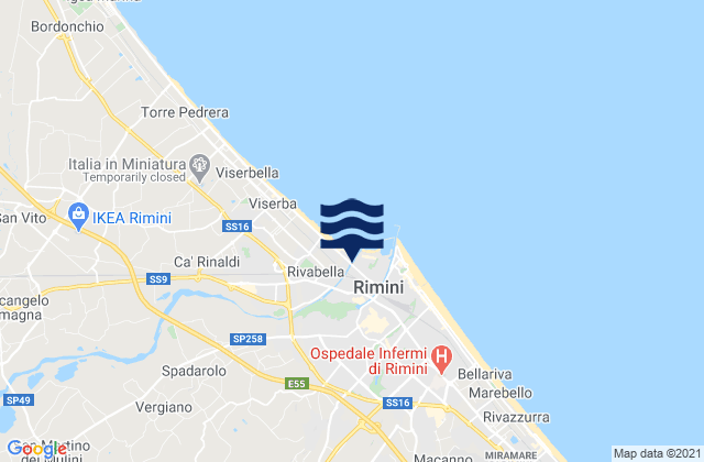 Provincia di Rimini, Italy tide times map