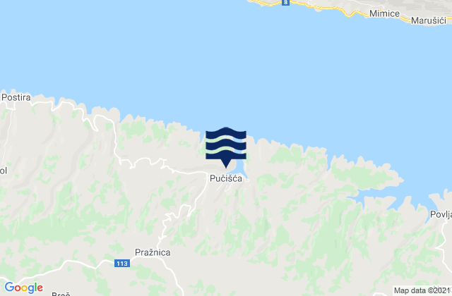 Pucisca, Croatia tide times map