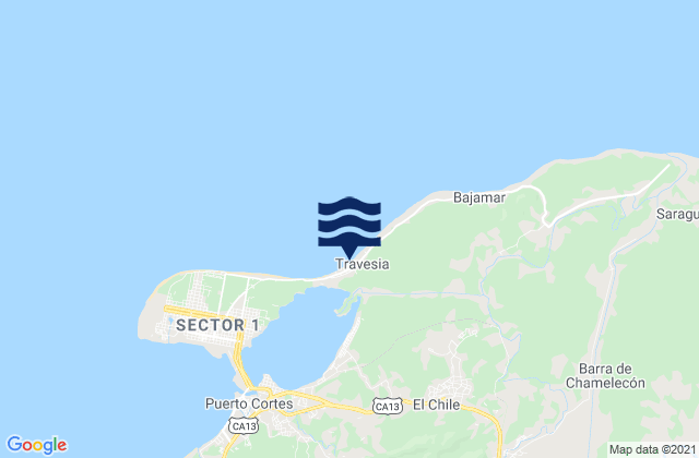 Puerto Cortes, Honduras tide times map