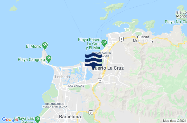 Puerto Cruz, Venezuela tide times map