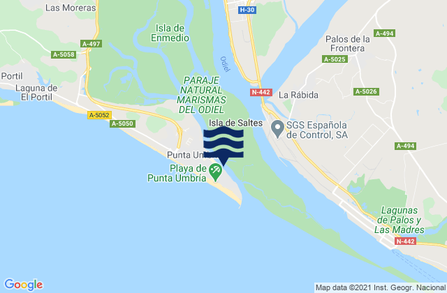 Puerto Deportivo Punta Umbria, Spain tide times map