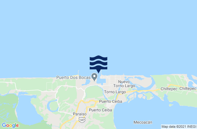 Puerto Dos Bocas, Mexico tide times map