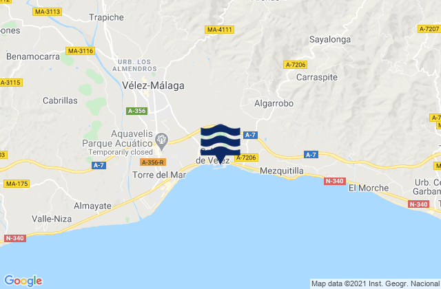 Puerto La Caleta Malaga, Spain tide times map