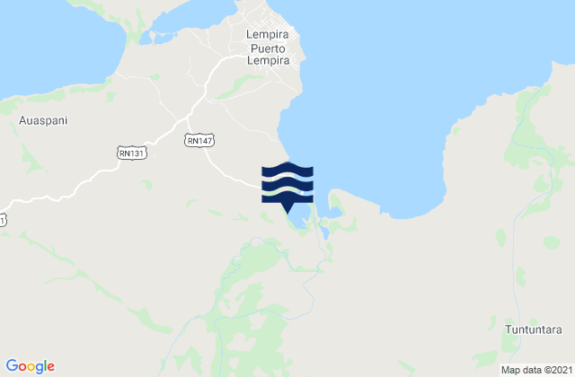 Puerto Lempira, Honduras tide times map