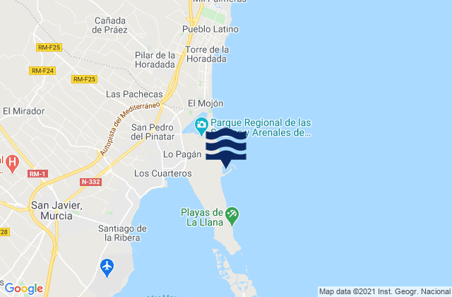 Puerto Marina De Las Salinas, Spain tide times map