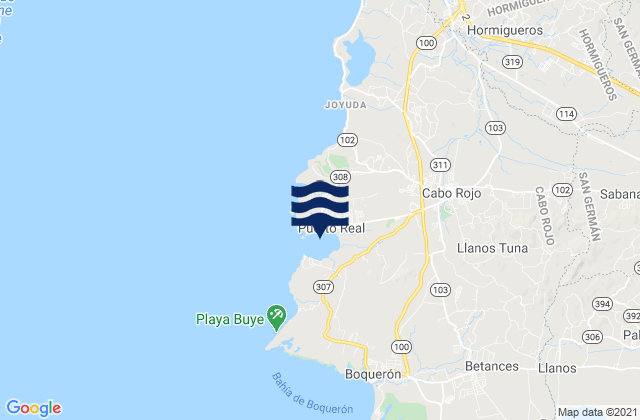 Puerto Real, Puerto Rico tide times map