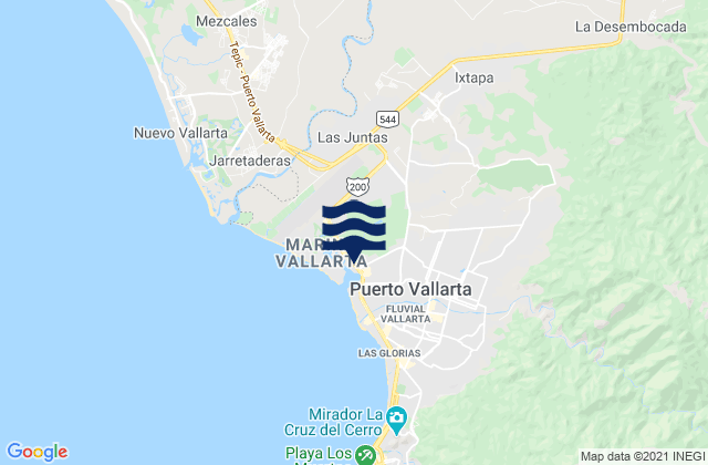 Puerto Vallarta, Mexico tide times map