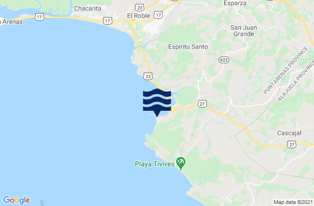 Puerto de Caldera, Costa Rica tide times map