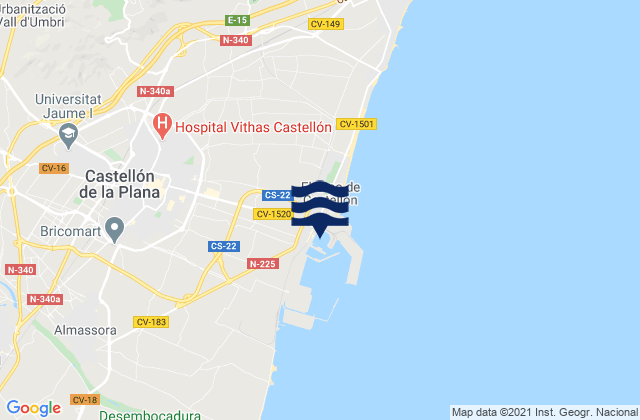 Puerto de Castellon, Spain tide times map
