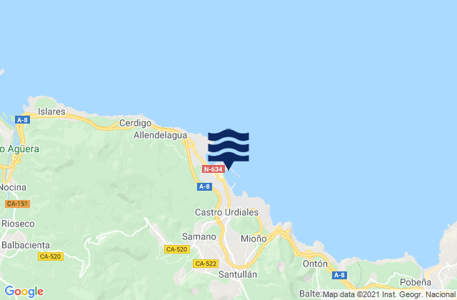 Puerto de Castro Urdiales, Spain tide times map
