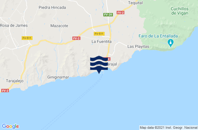 Puerto de Gran Tarajal, Spain tide times map