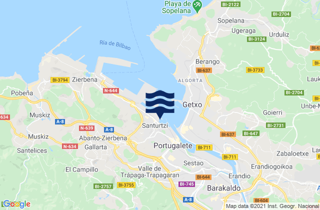 Puerto de Santurtzi, Spain tide times map