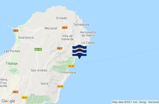 Puerto de la Estaca (El Hierro), Spain tide times map