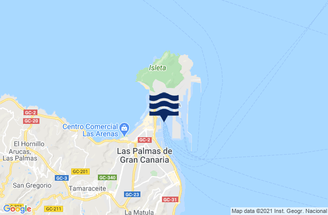 Puerto de la Luz, Spain tide times map