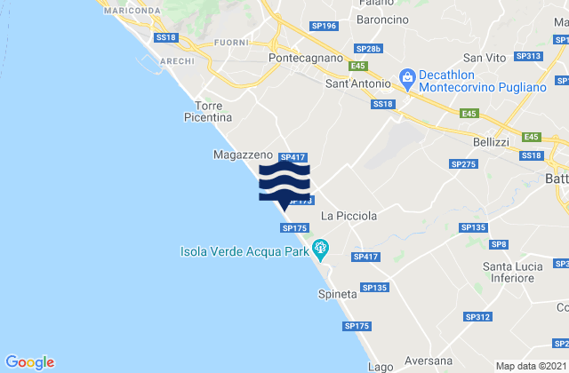 Pugliano, Italy tide times map