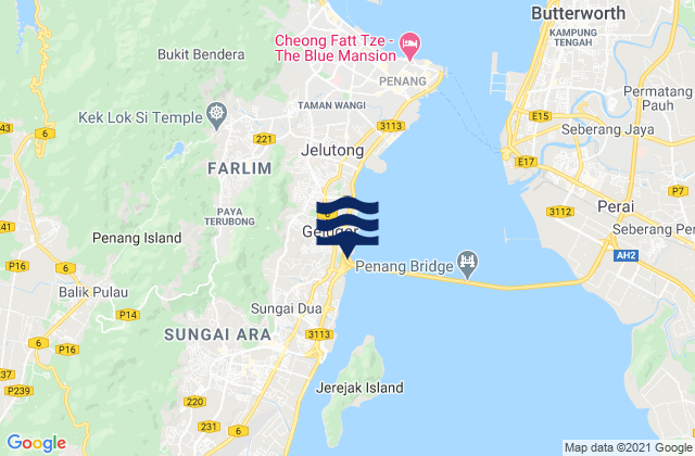 Pulau Pinang, Malaysia tide times map
