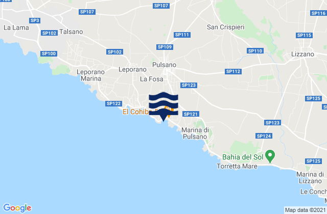 Pulsano, Italy tide times map