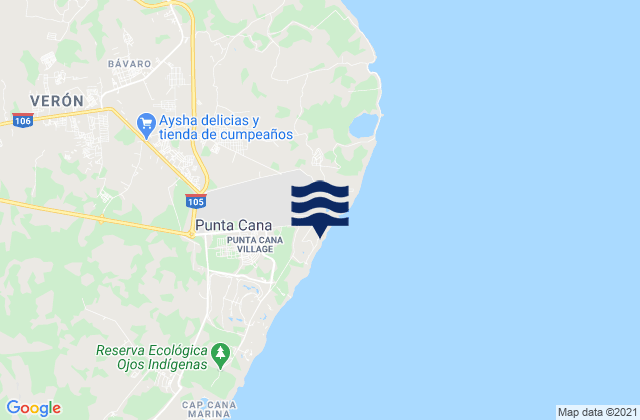 Punta Cana, Dominican Republic tide times map