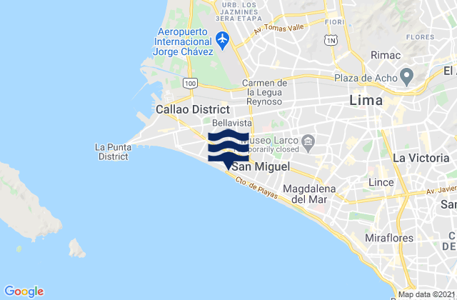 Punta Gaviotas, Peru tide times map