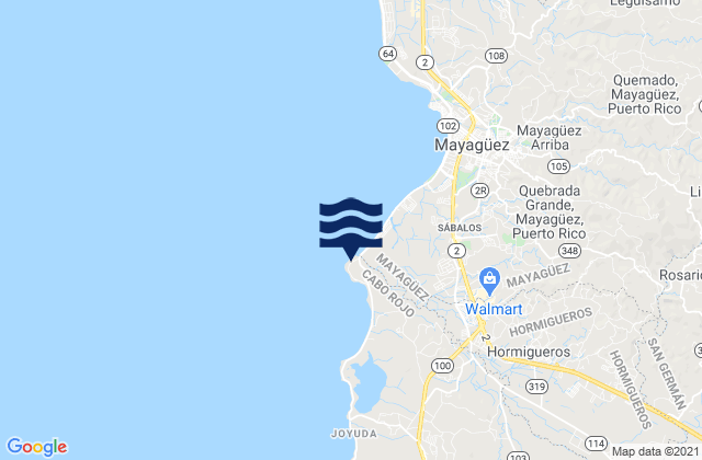 Punta Guanajabo Mayagues, Puerto Rico tide times map