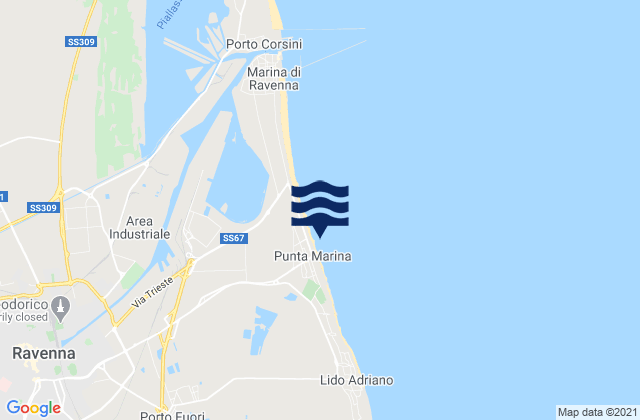 Punta Marina, Italy tide times map