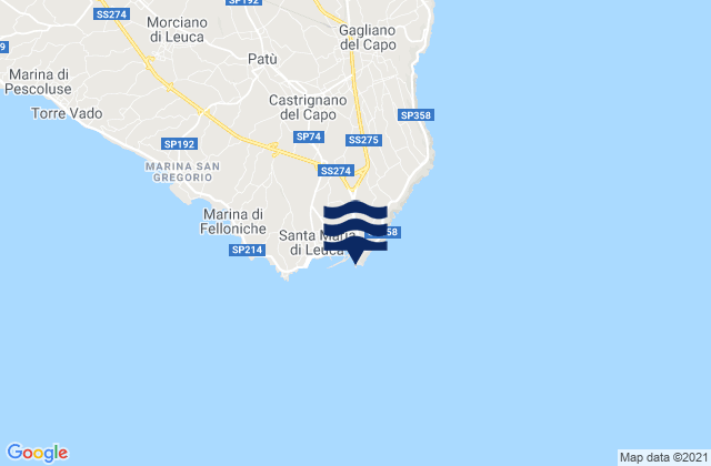 Punta Meliso, Italy tide times map
