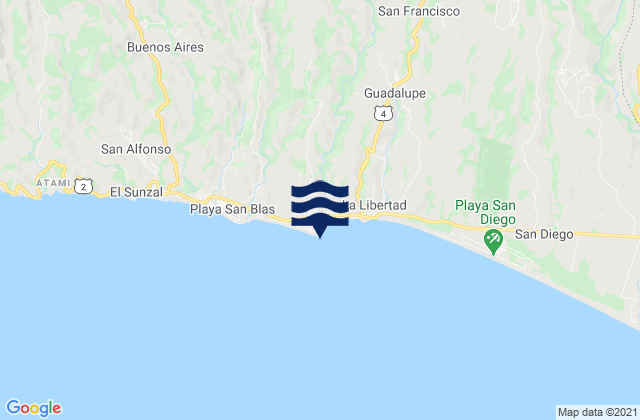 Punta Roca, El Salvador tide times map