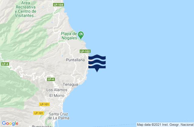 Puntallana, Spain tide times map