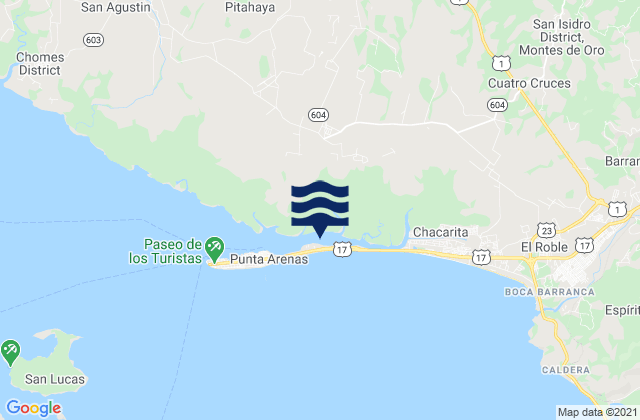 Puntarenas, Costa Rica tide times map