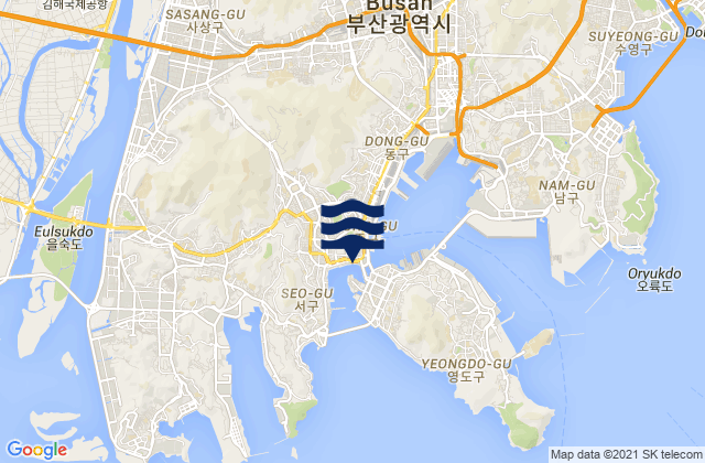 Pusan, South Korea tide times map