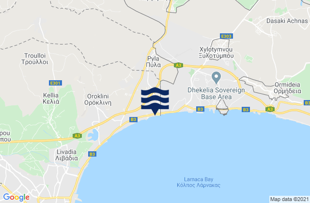 Pyla, Cyprus tide times map