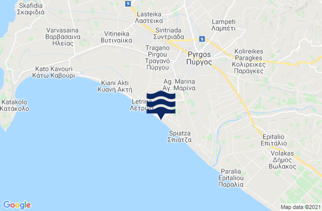 Pyrgos, Greece tide times map
