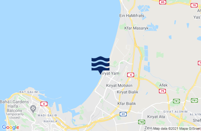 Qiryat Motzkin, Lebanon tide times map