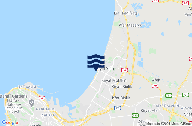 Qiryat Mozqin, Israel tide times map
