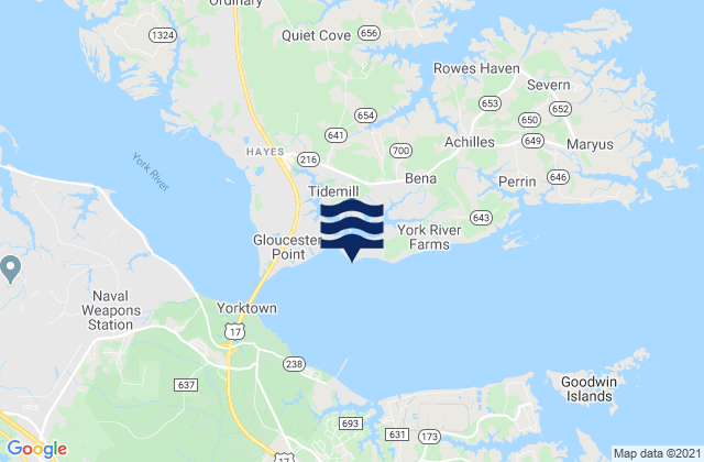 Quarter Point, York River, United States tide chart map